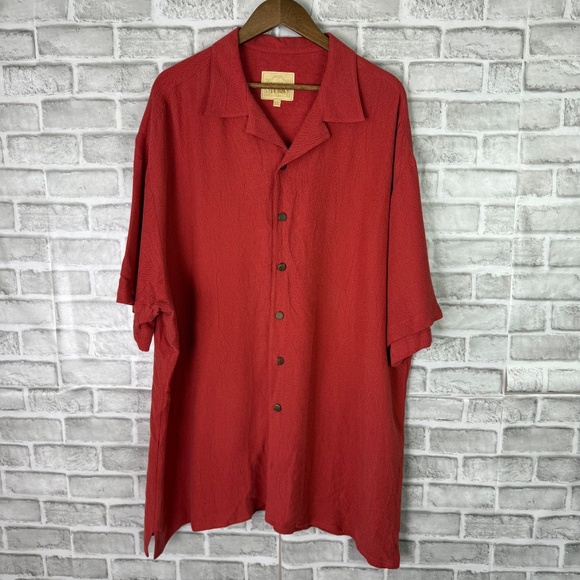 Stubbs Western Bemberg Rustic Red Textured Wooden Button Up Shirt Mens 2XL - Picture 2 of 8